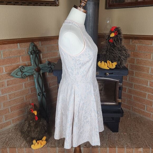 Honey and Rosie Fit and Flare Mini Dress Pink and Silver Size L - Picture 4 of 8